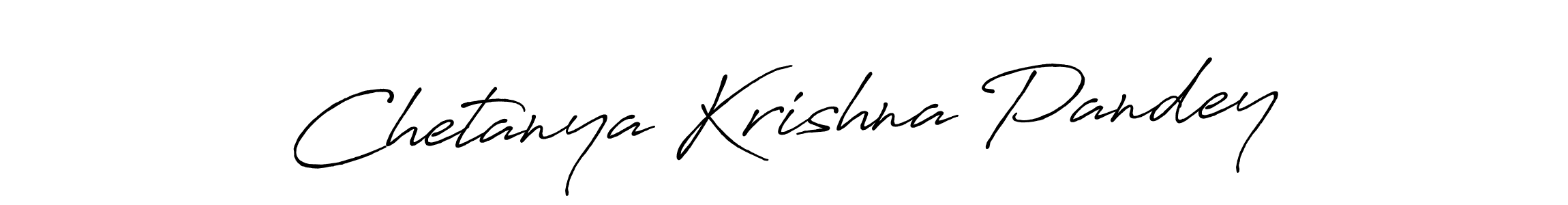 How to make Chetanya Krishna Pandey name signature. Use Antro_Vectra_Bolder style for creating short signs online. This is the latest handwritten sign. Chetanya Krishna Pandey signature style 7 images and pictures png