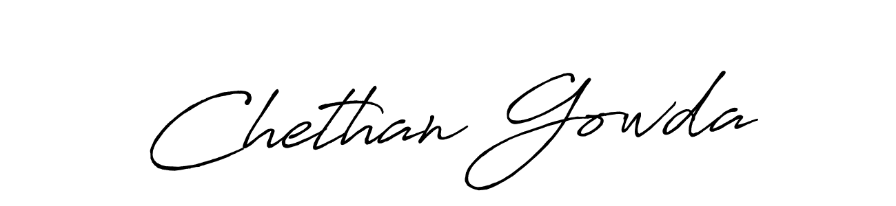 Make a beautiful signature design for name Chethan Gowda. With this signature (Antro_Vectra_Bolder) style, you can create a handwritten signature for free. Chethan Gowda signature style 7 images and pictures png