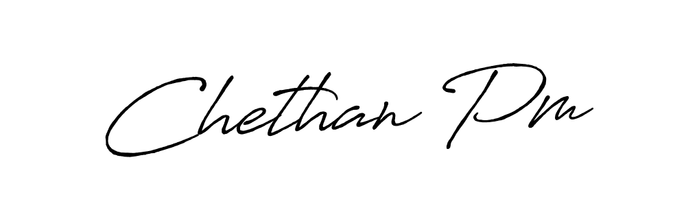 How to make Chethan Pm name signature. Use Antro_Vectra_Bolder style for creating short signs online. This is the latest handwritten sign. Chethan Pm signature style 7 images and pictures png