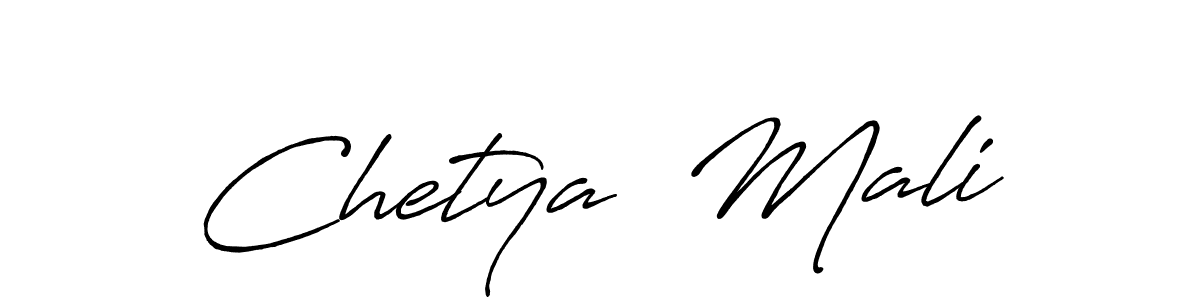 The best way (Antro_Vectra_Bolder) to make a short signature is to pick only two or three words in your name. The name Chetya  Mali include a total of six letters. For converting this name. Chetya  Mali signature style 7 images and pictures png