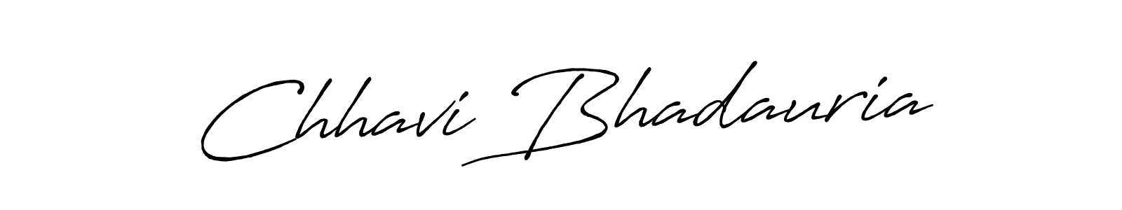 How to make Chhavi Bhadauria name signature. Use Antro_Vectra_Bolder style for creating short signs online. This is the latest handwritten sign. Chhavi Bhadauria signature style 7 images and pictures png