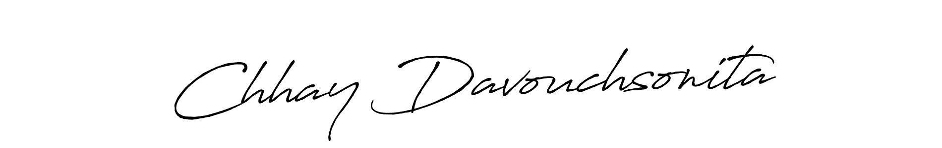 The best way (Antro_Vectra_Bolder) to make a short signature is to pick only two or three words in your name. The name Chhay Davouchsonita include a total of six letters. For converting this name. Chhay Davouchsonita signature style 7 images and pictures png