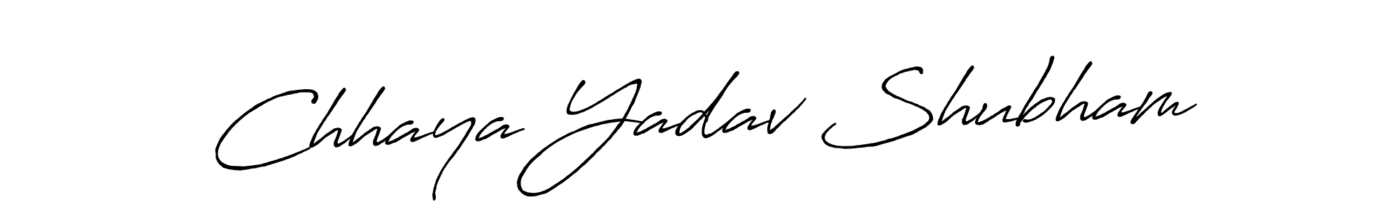 Create a beautiful signature design for name Chhaya Yadav Shubham. With this signature (Antro_Vectra_Bolder) fonts, you can make a handwritten signature for free. Chhaya Yadav Shubham signature style 7 images and pictures png