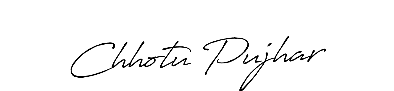 Create a beautiful signature design for name Chhotu Pujhar. With this signature (Antro_Vectra_Bolder) fonts, you can make a handwritten signature for free. Chhotu Pujhar signature style 7 images and pictures png