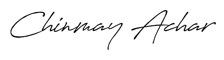 Try this chic Chinmay Achar handwritten sign style. Using Antro_Vectra_Bolder font elements, it gives your name a sleek, memorable identity. Chinmay Achar signature style 7 images and pictures png