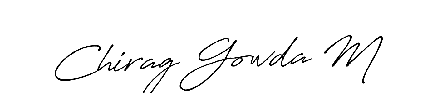 It looks lik you need a new signature style for name Chirag Gowda M. Design unique handwritten (Antro_Vectra_Bolder) signature with our free signature maker in just a few clicks. Chirag Gowda M signature style 7 images and pictures png