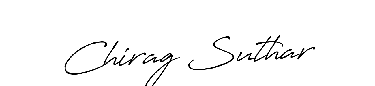 The best way (Antro_Vectra_Bolder) to make a short signature is to pick only two or three words in your name. The name Chirag Suthar include a total of six letters. For converting this name. Chirag Suthar signature style 7 images and pictures png