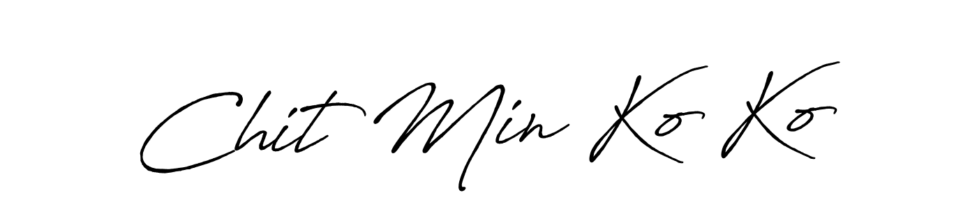 Similarly Antro_Vectra_Bolder is the best handwritten signature design. Signature creator online .You can use it as an online autograph creator for name Chit Min Ko Ko. Chit Min Ko Ko signature style 7 images and pictures png