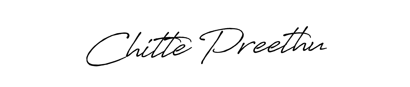 How to make Chitte Preethu name signature. Use Antro_Vectra_Bolder style for creating short signs online. This is the latest handwritten sign. Chitte Preethu signature style 7 images and pictures png
