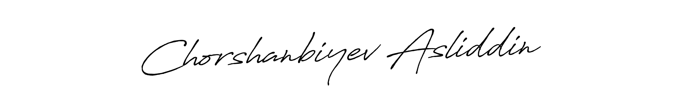 Make a beautiful signature design for name Chorshanbiyev Asliddin. With this signature (Antro_Vectra_Bolder) style, you can create a handwritten signature for free. Chorshanbiyev Asliddin signature style 7 images and pictures png