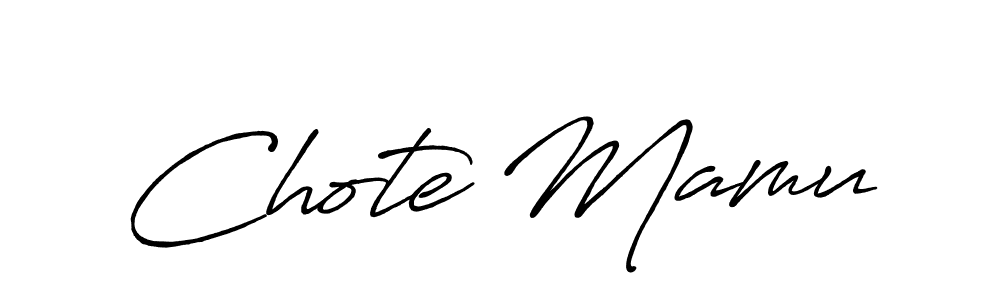 How to make Chote Mamu name signature. Use Antro_Vectra_Bolder style for creating short signs online. This is the latest handwritten sign. Chote Mamu signature style 7 images and pictures png