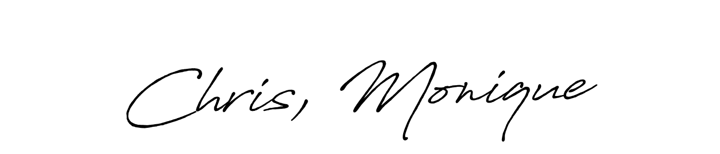 Chris, Monique stylish signature style. Best Handwritten Sign (Antro_Vectra_Bolder) for my name. Handwritten Signature Collection Ideas for my name Chris, Monique. Chris, Monique signature style 7 images and pictures png