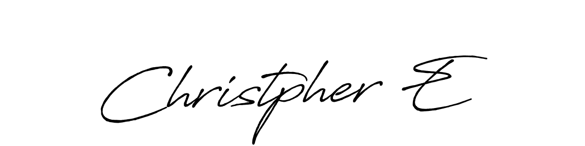 How to make Christpher E name signature. Use Antro_Vectra_Bolder style for creating short signs online. This is the latest handwritten sign. Christpher E signature style 7 images and pictures png