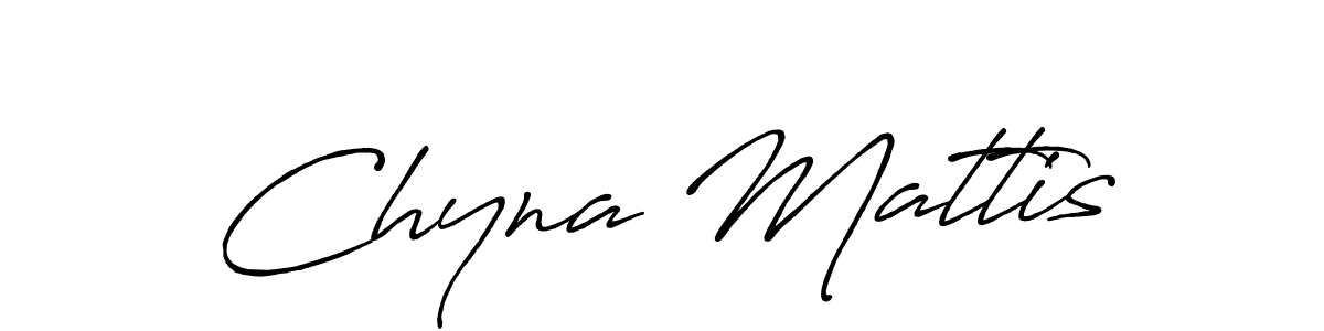 Make a beautiful signature design for name Chyna Mattis. With this signature (Antro_Vectra_Bolder) style, you can create a handwritten signature for free. Chyna Mattis signature style 7 images and pictures png