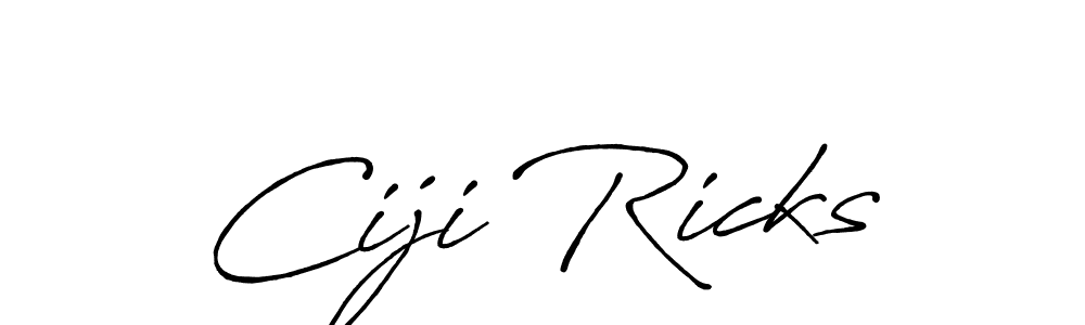 The best way (Antro_Vectra_Bolder) to make a short signature is to pick only two or three words in your name. The name Ciji Ricks include a total of six letters. For converting this name. Ciji Ricks signature style 7 images and pictures png