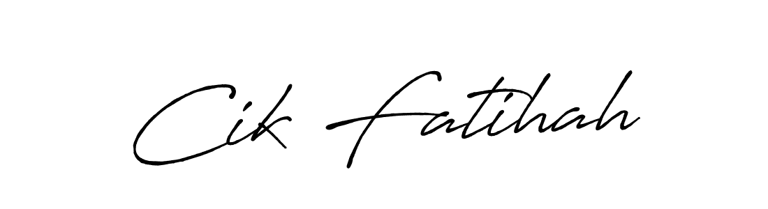 Cik Fatihah stylish signature style. Best Handwritten Sign (Antro_Vectra_Bolder) for my name. Handwritten Signature Collection Ideas for my name Cik Fatihah. Cik Fatihah signature style 7 images and pictures png