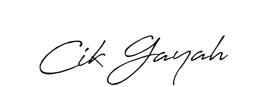 How to make Cik Gayah name signature. Use Antro_Vectra_Bolder style for creating short signs online. This is the latest handwritten sign. Cik Gayah signature style 7 images and pictures png