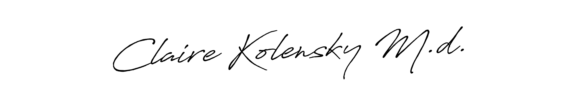 How to make Claire Kolensky M.d. name signature. Use Antro_Vectra_Bolder style for creating short signs online. This is the latest handwritten sign. Claire Kolensky M.d. signature style 7 images and pictures png