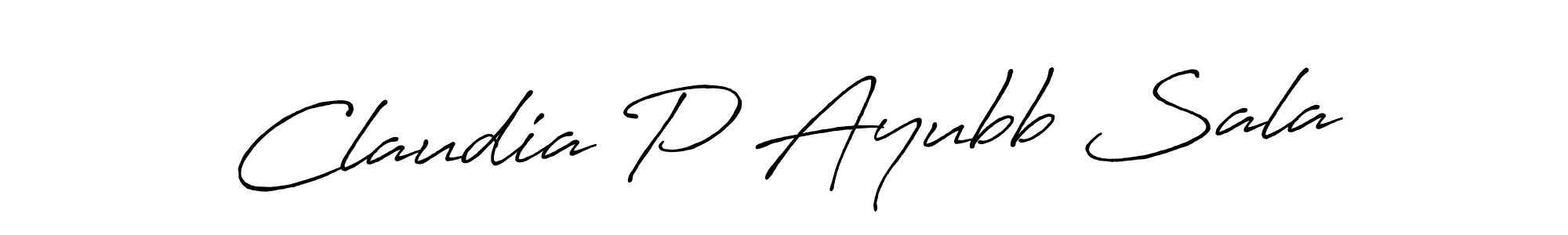 How to make Claudia P Ayubb Sala name signature. Use Antro_Vectra_Bolder style for creating short signs online. This is the latest handwritten sign. Claudia P Ayubb Sala signature style 7 images and pictures png