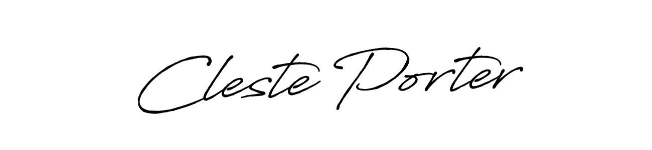 Make a beautiful signature design for name Cleste Porter. With this signature (Antro_Vectra_Bolder) style, you can create a handwritten signature for free. Cleste Porter signature style 7 images and pictures png