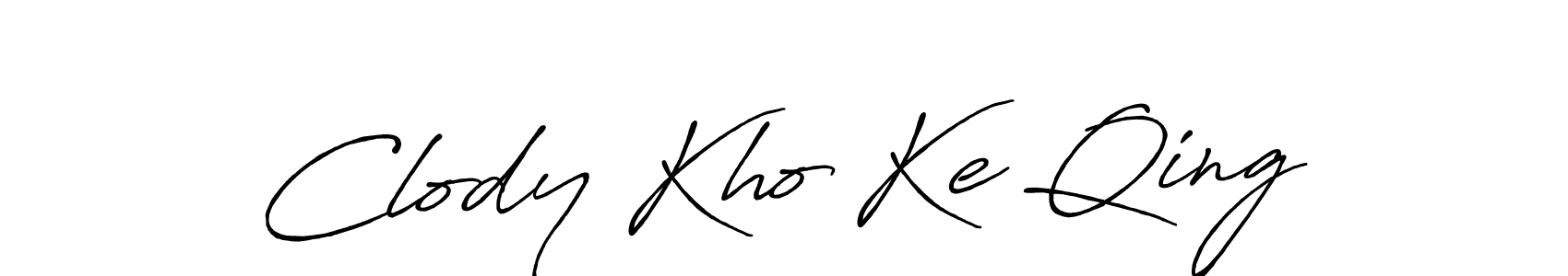 Design your own signature with our free online signature maker. With this signature software, you can create a handwritten (Antro_Vectra_Bolder) signature for name Clody Kho Ke Qing. Clody Kho Ke Qing signature style 7 images and pictures png