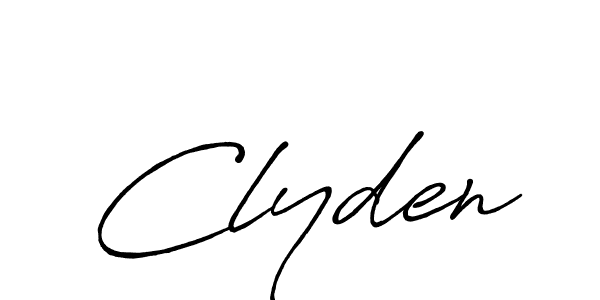 The best way (Antro_Vectra_Bolder) to make a short signature is to pick only two or three words in your name. The name Clyden include a total of six letters. For converting this name. Clyden signature style 7 images and pictures png