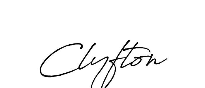 Make a beautiful signature design for name Clyfton. With this signature (Antro_Vectra_Bolder) style, you can create a handwritten signature for free. Clyfton signature style 7 images and pictures png