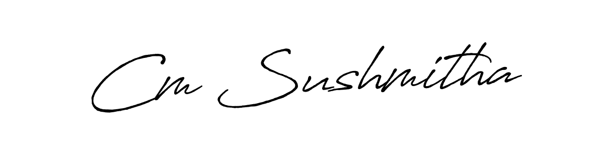 Create a beautiful signature design for name Cm Sushmitha. With this signature (Antro_Vectra_Bolder) fonts, you can make a handwritten signature for free. Cm Sushmitha signature style 7 images and pictures png