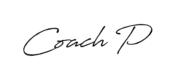 Also You can easily find your signature by using the search form. We will create Coach P name handwritten signature images for you free of cost using Antro_Vectra_Bolder sign style. Coach P signature style 7 images and pictures png