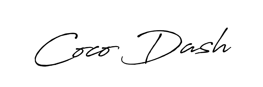 Coco Dash stylish signature style. Best Handwritten Sign (Antro_Vectra_Bolder) for my name. Handwritten Signature Collection Ideas for my name Coco Dash. Coco Dash signature style 7 images and pictures png