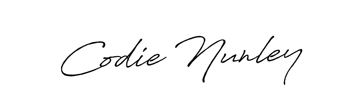 Create a beautiful signature design for name Codie Nunley. With this signature (Antro_Vectra_Bolder) fonts, you can make a handwritten signature for free. Codie Nunley signature style 7 images and pictures png