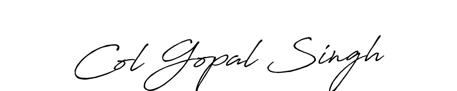 Make a beautiful signature design for name Col Gopal Singh. With this signature (Antro_Vectra_Bolder) style, you can create a handwritten signature for free. Col Gopal Singh signature style 7 images and pictures png