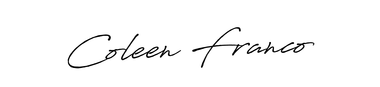 The best way (Antro_Vectra_Bolder) to make a short signature is to pick only two or three words in your name. The name Coleen Franco include a total of six letters. For converting this name. Coleen Franco signature style 7 images and pictures png