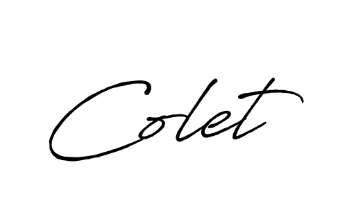 Colet stylish signature style. Best Handwritten Sign (Antro_Vectra_Bolder) for my name. Handwritten Signature Collection Ideas for my name Colet. Colet signature style 7 images and pictures png