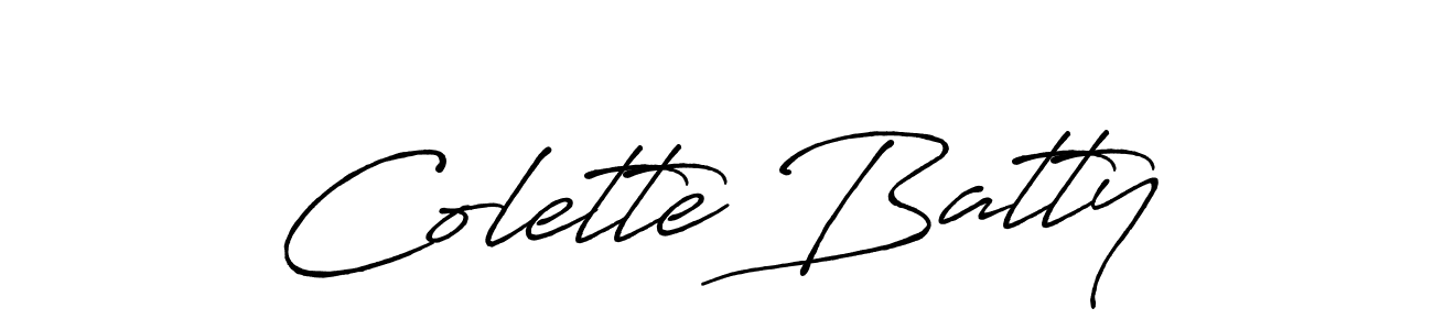 The best way (Antro_Vectra_Bolder) to make a short signature is to pick only two or three words in your name. The name Colette Batty include a total of six letters. For converting this name. Colette Batty signature style 7 images and pictures png