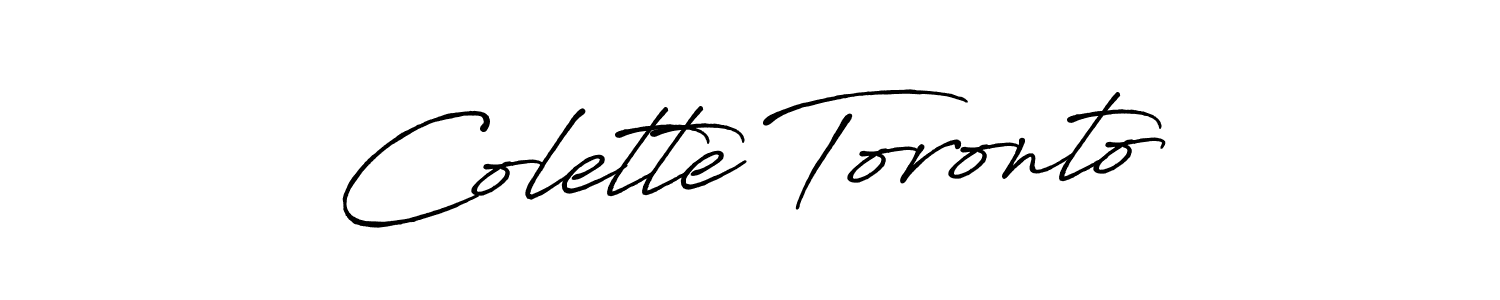 The best way (Antro_Vectra_Bolder) to make a short signature is to pick only two or three words in your name. The name Colette Toronto include a total of six letters. For converting this name. Colette Toronto signature style 7 images and pictures png