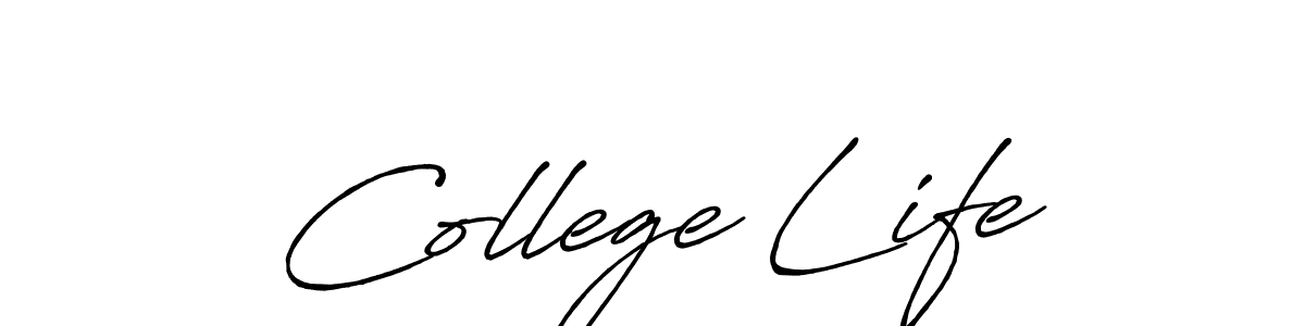 How to make College Life name signature. Use Antro_Vectra_Bolder style for creating short signs online. This is the latest handwritten sign. College Life signature style 7 images and pictures png