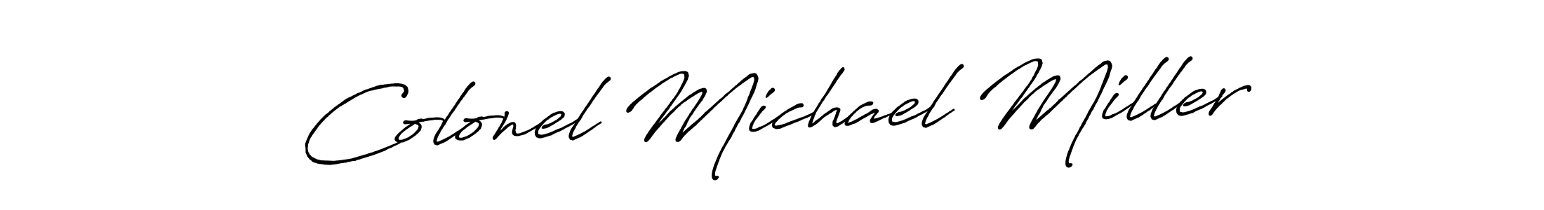 How to make Colonel Michael Miller name signature. Use Antro_Vectra_Bolder style for creating short signs online. This is the latest handwritten sign. Colonel Michael Miller signature style 7 images and pictures png