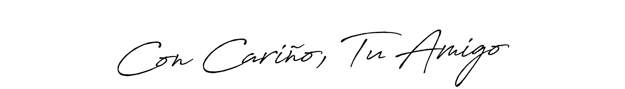 The best way (Antro_Vectra_Bolder) to make a short signature is to pick only two or three words in your name. The name Con Cariño, Tu Amigo include a total of six letters. For converting this name. Con Cariño, Tu Amigo signature style 7 images and pictures png