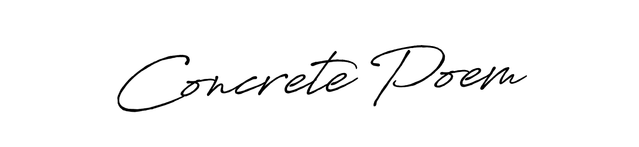 Antro_Vectra_Bolder is a professional signature style that is perfect for those who want to add a touch of class to their signature. It is also a great choice for those who want to make their signature more unique. Get Concrete Poem name to fancy signature for free. Concrete Poem signature style 7 images and pictures png