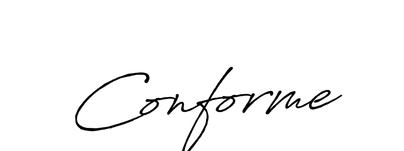 How to make Conforme name signature. Use Antro_Vectra_Bolder style for creating short signs online. This is the latest handwritten sign. Conforme signature style 7 images and pictures png