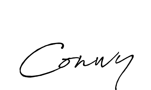 You should practise on your own different ways (Antro_Vectra_Bolder) to write your name (Conwy) in signature. don't let someone else do it for you. Conwy signature style 7 images and pictures png