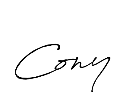 How to make Cony signature? Antro_Vectra_Bolder is a professional autograph style. Create handwritten signature for Cony name. Cony signature style 7 images and pictures png