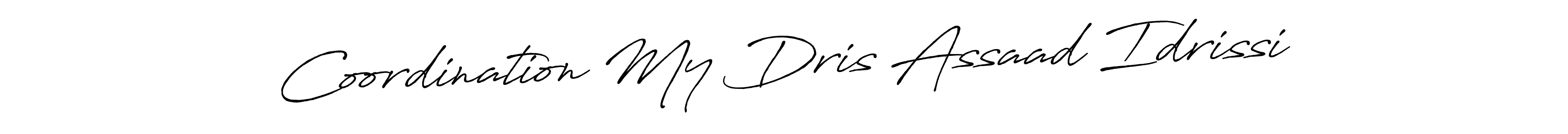 How to make Coordination My Dris Assaad Idrissi name signature. Use Antro_Vectra_Bolder style for creating short signs online. This is the latest handwritten sign. Coordination My Dris Assaad Idrissi signature style 7 images and pictures png