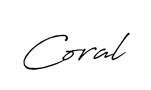 Make a beautiful signature design for name Coral. With this signature (Antro_Vectra_Bolder) style, you can create a handwritten signature for free. Coral signature style 7 images and pictures png