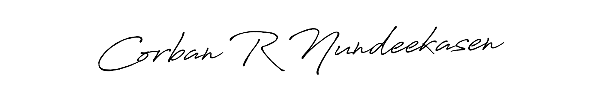 Create a beautiful signature design for name Corban R Nundeekasen. With this signature (Antro_Vectra_Bolder) fonts, you can make a handwritten signature for free. Corban R Nundeekasen signature style 7 images and pictures png