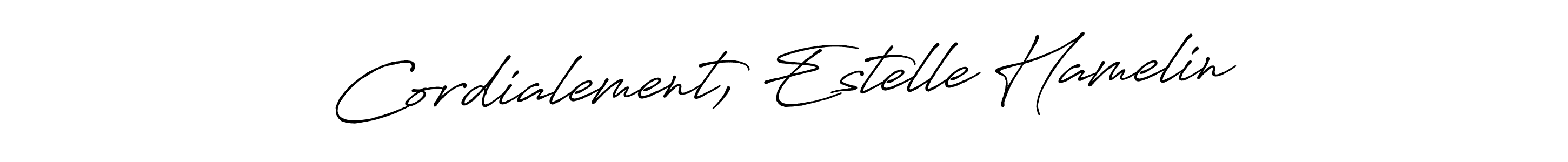 Antro_Vectra_Bolder is a professional signature style that is perfect for those who want to add a touch of class to their signature. It is also a great choice for those who want to make their signature more unique. Get Cordialement, Estelle Hamelin name to fancy signature for free. Cordialement, Estelle Hamelin signature style 7 images and pictures png