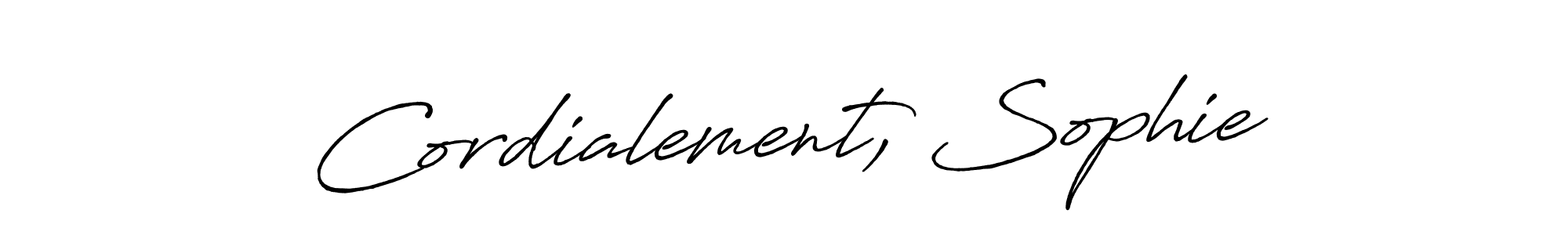 Create a beautiful signature design for name Cordialement, Sophie. With this signature (Antro_Vectra_Bolder) fonts, you can make a handwritten signature for free. Cordialement, Sophie signature style 7 images and pictures png
