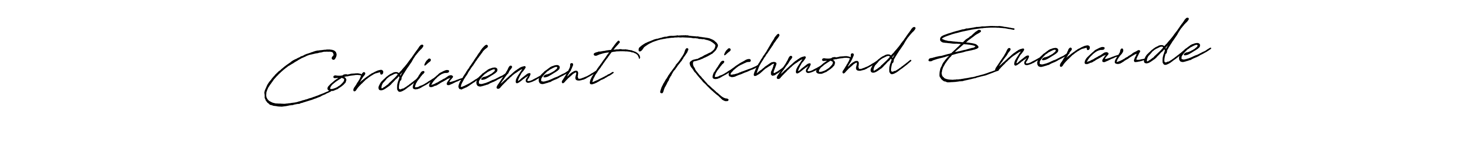 Create a beautiful signature design for name Cordialement Richmond Emeraude. With this signature (Antro_Vectra_Bolder) fonts, you can make a handwritten signature for free. Cordialement Richmond Emeraude signature style 7 images and pictures png