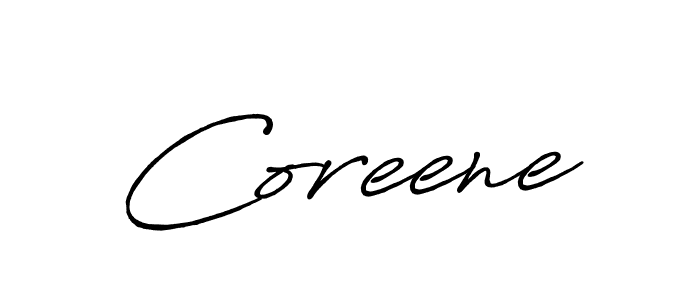 Create a beautiful signature design for name Coreene. With this signature (Antro_Vectra_Bolder) fonts, you can make a handwritten signature for free. Coreene signature style 7 images and pictures png